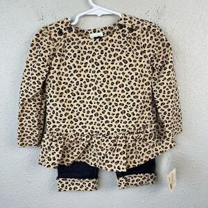 NWT Le Top Leopard Matching Top and Pants Size 24 Months
